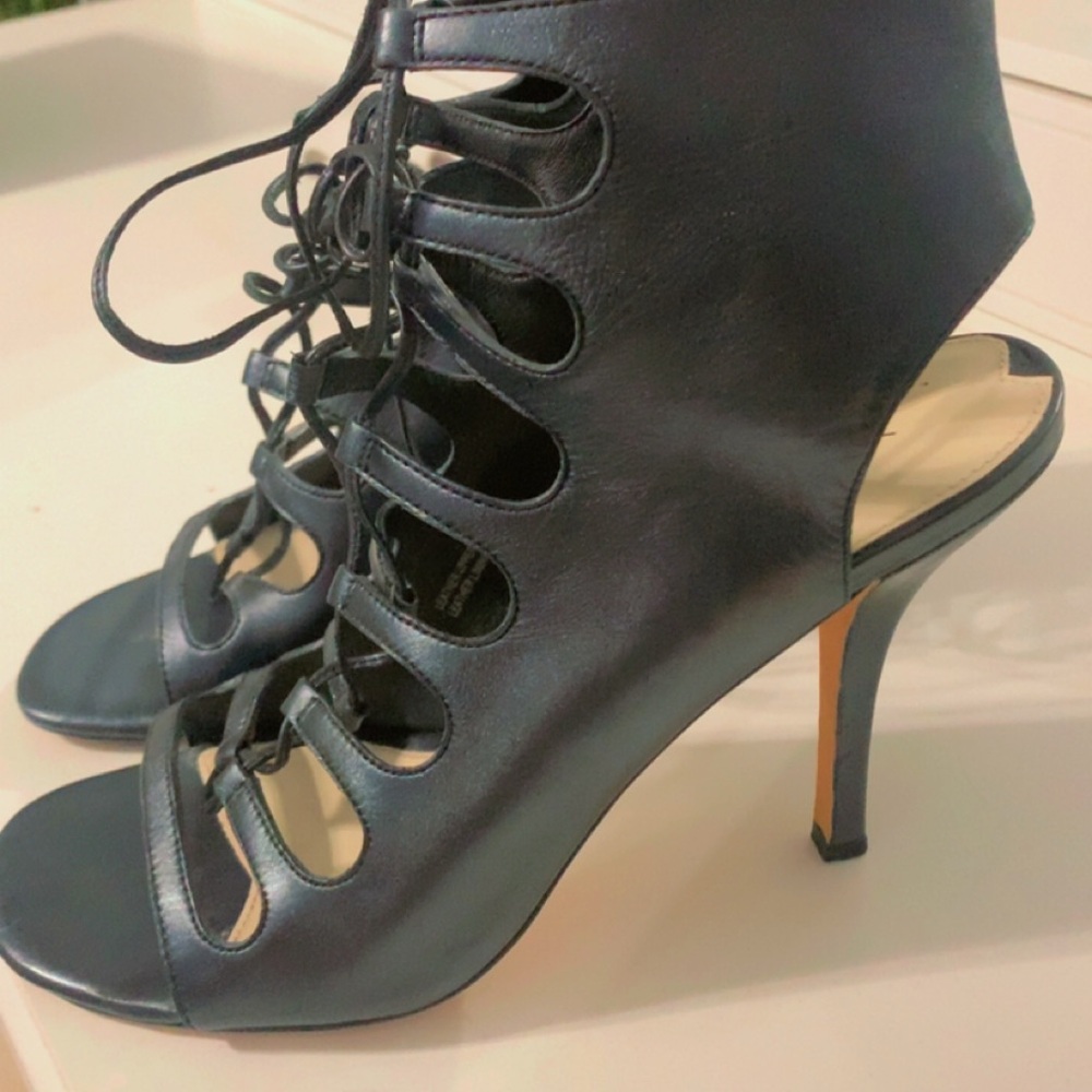 Via Spiga Black Lace-Up Heels